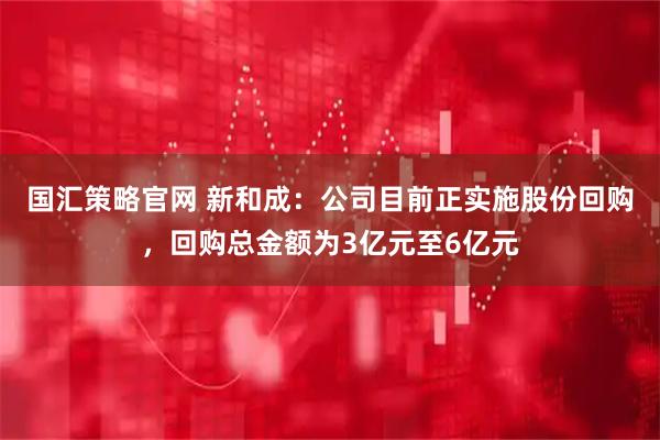 国汇策略官网 新和成：公司目前正实施股份回购，回购总金额为3亿元至6亿元